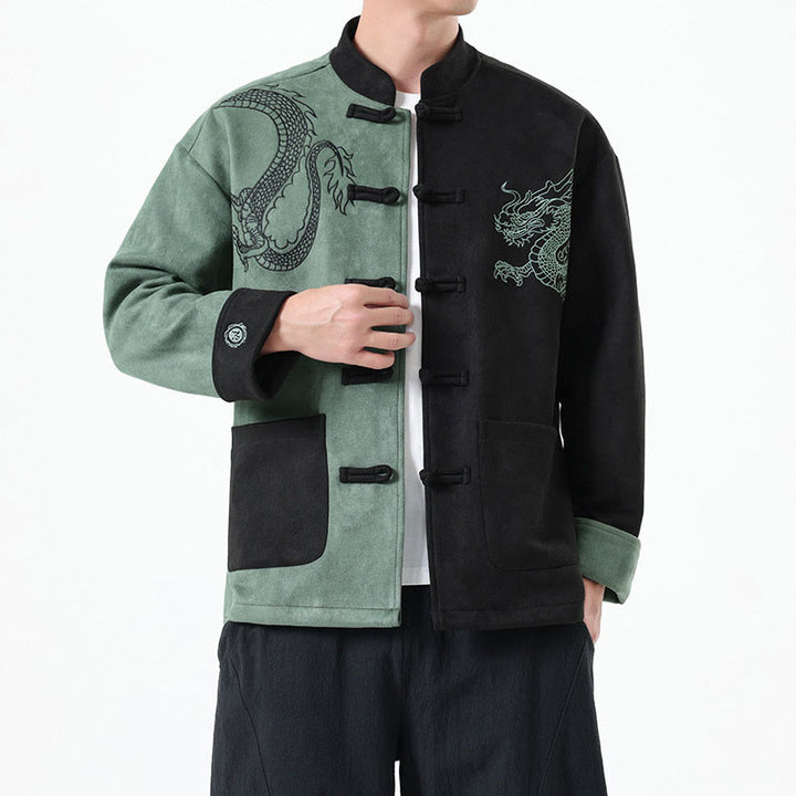 Buddha Stones Dragon Embroidery Casual Frog-button Cotton Men's Jacket Shirt Clothing - image 18