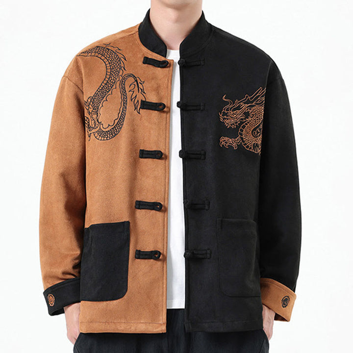 Buddha Stones Dragon Embroidery Casual Frog-button Cotton Men's Jacket Shirt Clothing - SandyBrown - US/UK/AU46，EU56 (5XL) - image 25