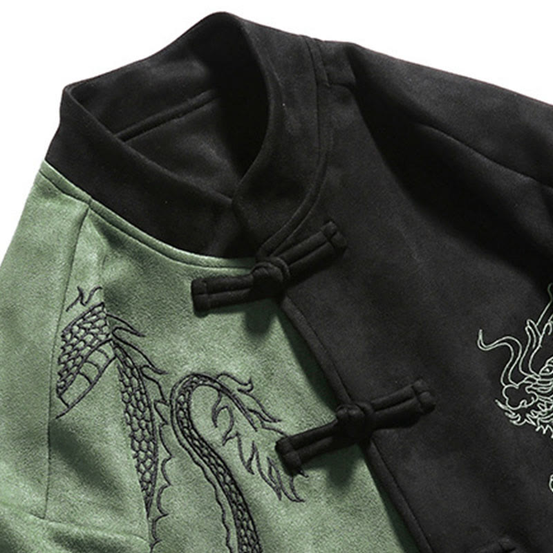 Buddha Stones Dragon Embroidery Casual Frog-button Cotton Men's Jacket Shirt Clothing - image 21