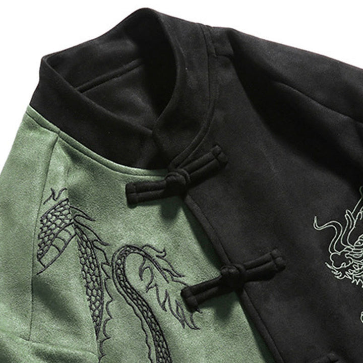 Buddha Stones Dragon Embroidery Casual Frog-button Cotton Men's Jacket Shirt Clothing - image 21