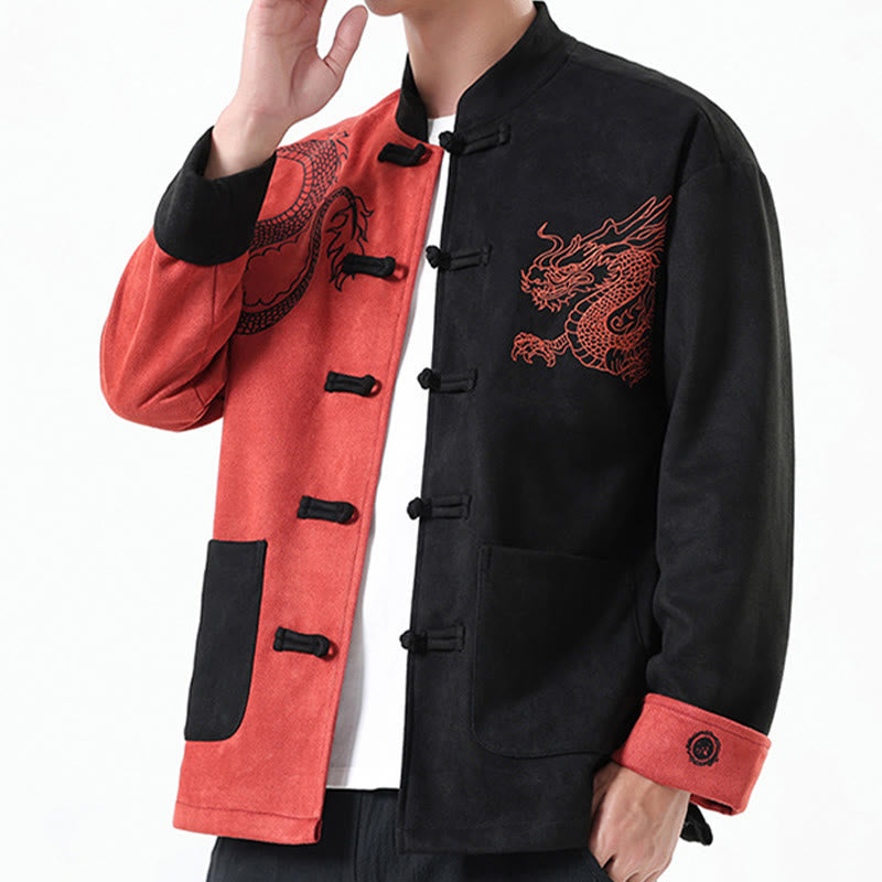Buddha Stones Dragon Embroidery Casual Frog-button Cotton Men's Jacket Shirt Clothing - image 38
