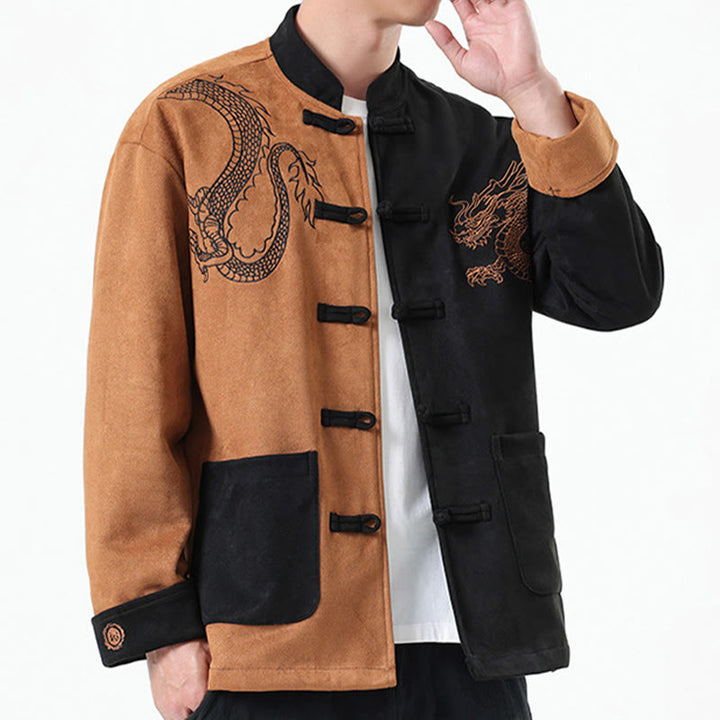 Buddha Stones Dragon Embroidery Casual Frog-button Cotton Men's Jacket Shirt Clothing - image 29