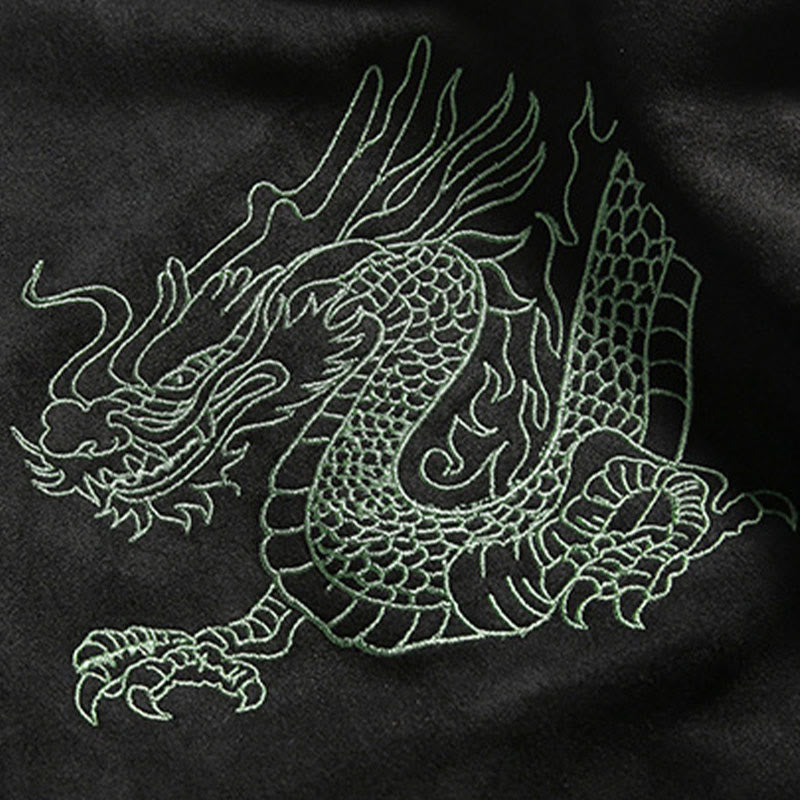 Buddha Stones Dragon Embroidery Casual Frog-button Cotton Men's Jacket Shirt Clothing - image 24