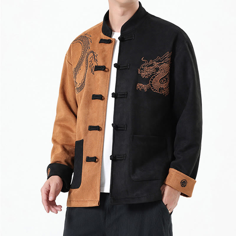 Buddha Stones Dragon Embroidery Casual Frog-button Cotton Men's Jacket Shirt Clothing - image 32
