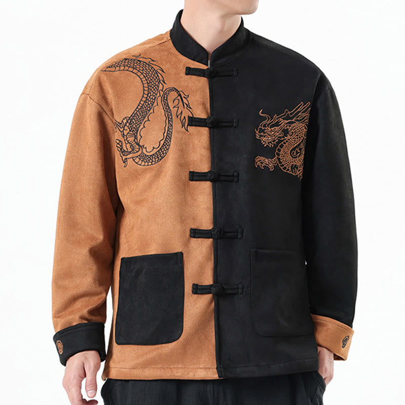 Buddha Stones Dragon Embroidery Casual Frog-button Cotton Men's Jacket Shirt Clothing - image 31