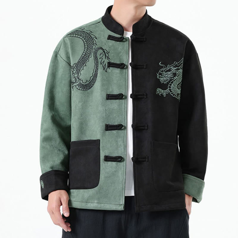 Buddha Stones Dragon Embroidery Casual Frog-button Cotton Men's Jacket Shirt Clothing - image 19