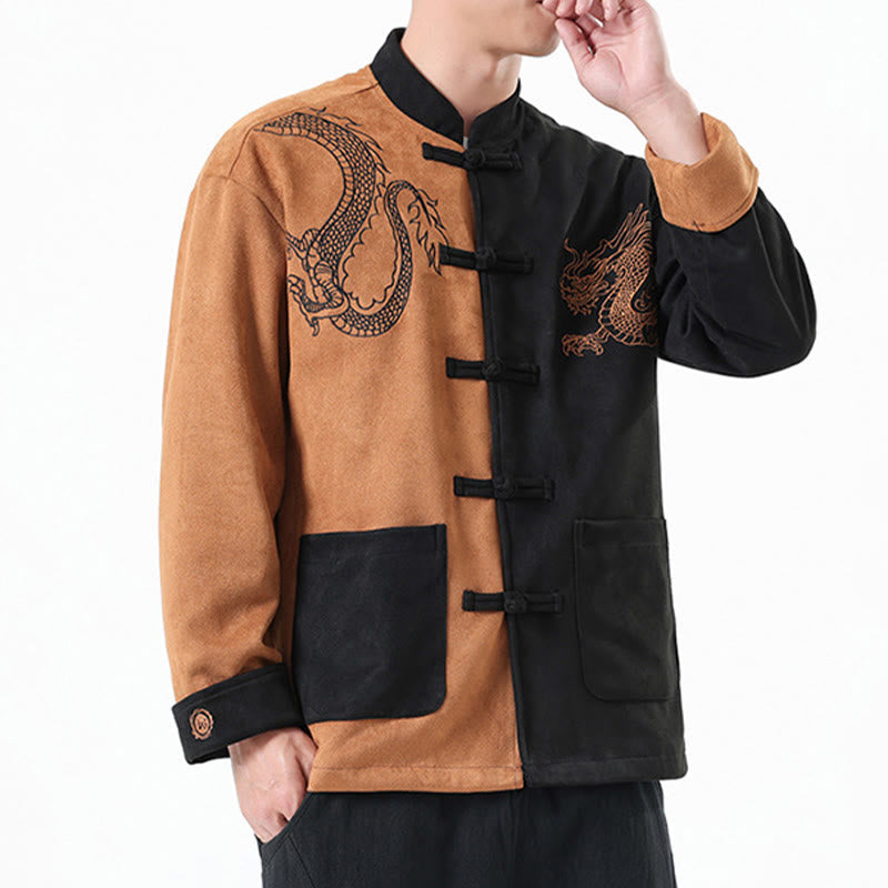 Buddha Stones Dragon Embroidery Casual Frog-button Cotton Men's Jacket Shirt Clothing - image 30