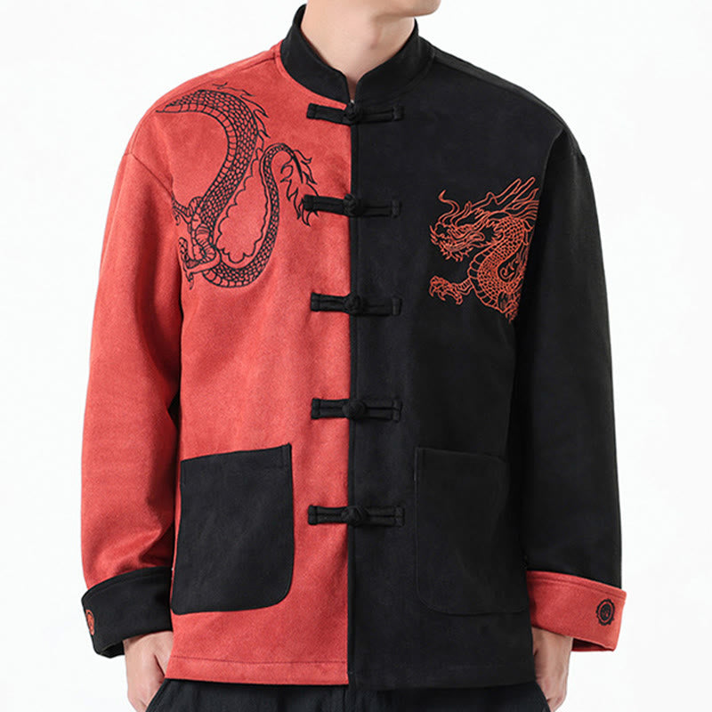 Buddha Stones Dragon Embroidery Casual Frog-button Cotton Men's Jacket Shirt Clothing - image 36