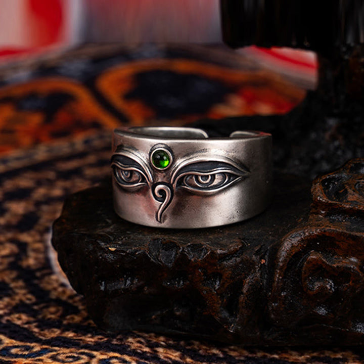 Buddha Stones 925 Sterling Silver Bodhisattva Tara Calm Adjustable Ring - image 2