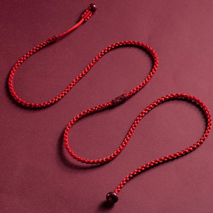 Buddha Stones Natural Cinnabar Calm Blessing Red String Belly Chain - image 8