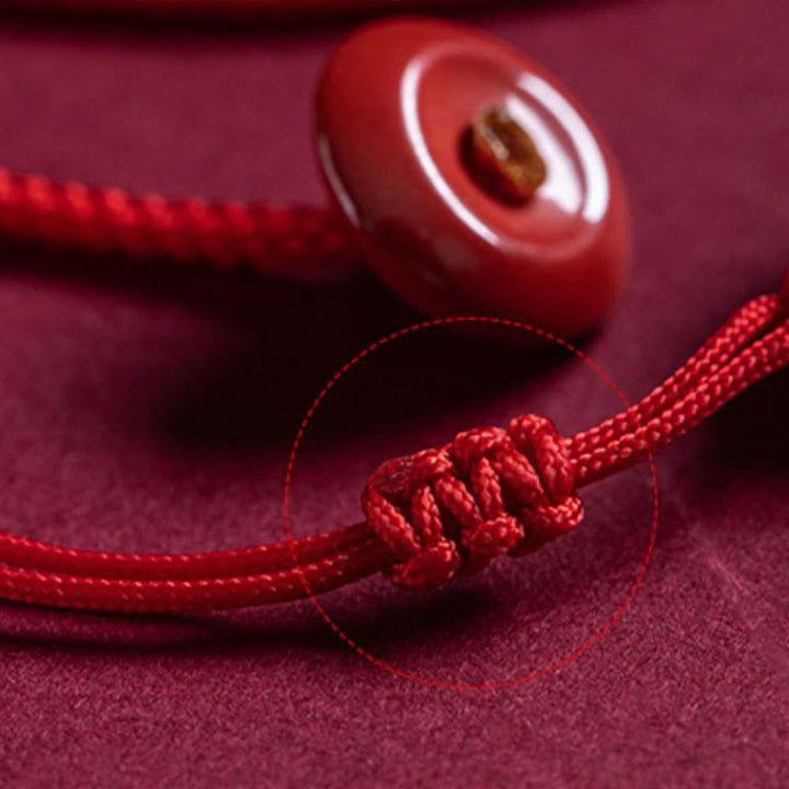 Buddha Stones Natural Cinnabar Chinese Zodiac Ruyi Handle Fu Character Lotus Blessing Red String Belly Chain - image 3