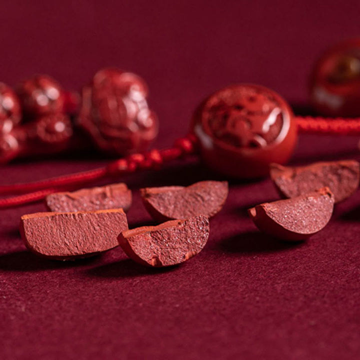 Buddha Stones Natural Cinnabar Chinese Zodiac Ruyi Handle Fu Character Lotus Blessing Red String Belly Chain - image 16