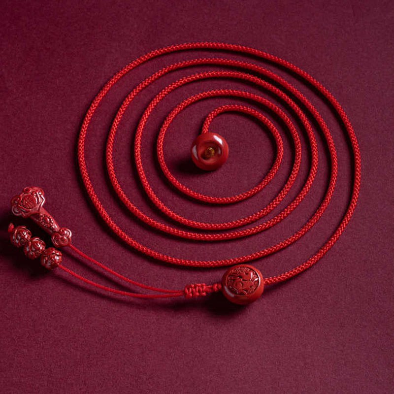 Buddha Stones Natural Cinnabar Chinese Zodiac Ruyi Handle Fu Character Lotus Blessing Red String Belly Chain - image 14