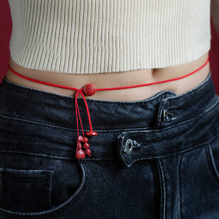 Buddha Stones Natural Cinnabar Chinese Zodiac Ruyi Handle Fu Character Lotus Blessing Red String Belly Chain - image 29