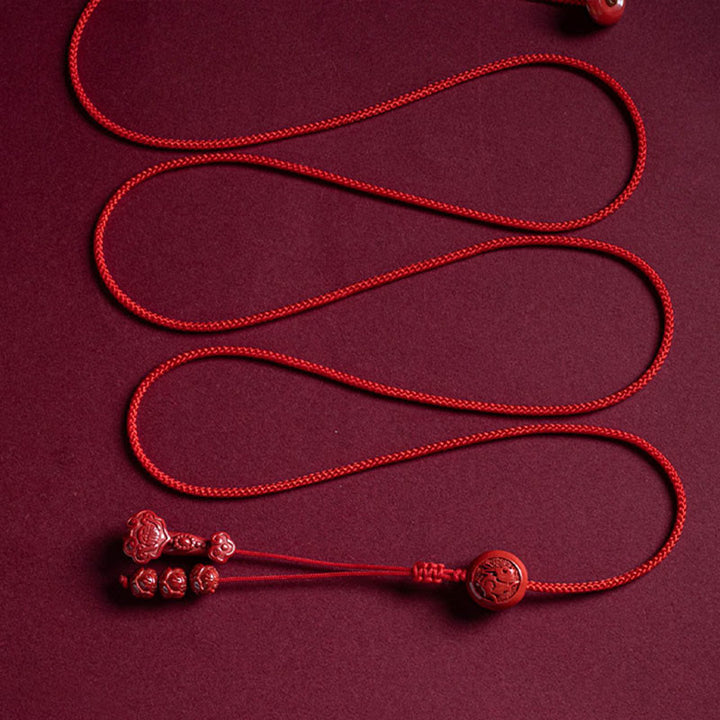 Buddha Stones Natural Cinnabar Chinese Zodiac Ruyi Handle Fu Character Lotus Blessing Red String Belly Chain - image 13