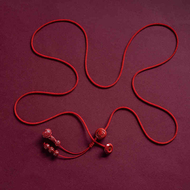 Buddha Stones Natural Cinnabar Chinese Zodiac Ruyi Handle Fu Character Lotus Blessing Red String Belly Chain - Tiger - image 19