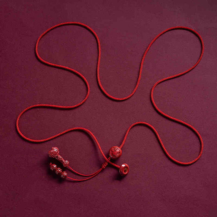 Buddha Stones Natural Cinnabar Chinese Zodiac Ruyi Handle Fu Character Lotus Blessing Red String Belly Chain - Horse - image 23