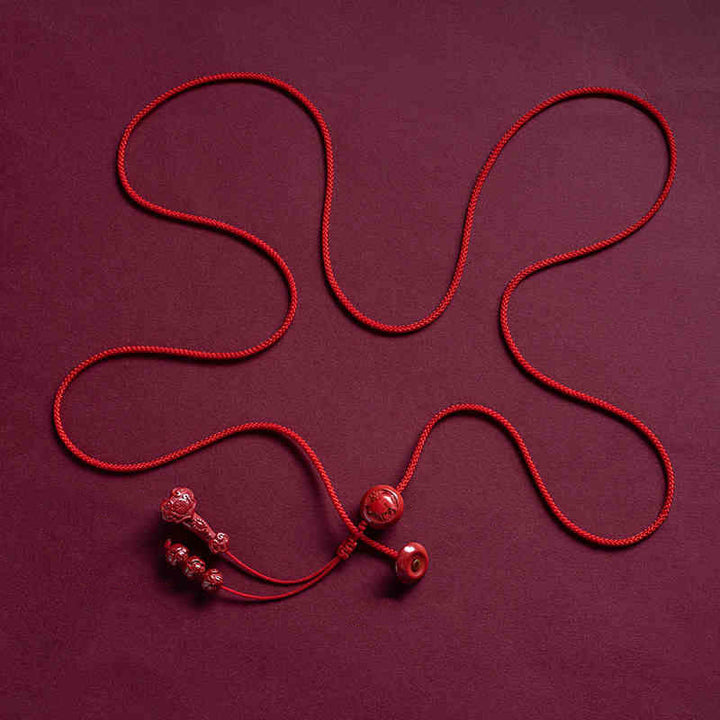 Buddha Stones Natural Cinnabar Chinese Zodiac Ruyi Handle Fu Character Lotus Blessing Red String Belly Chain - Monkey - image 25