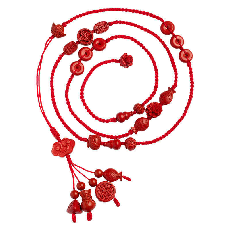 Buddha Stones Natural Cinnabar Calm Blessing Red String Belly Chain - image 12