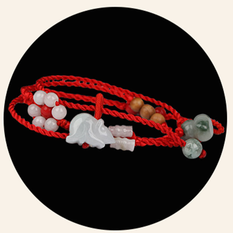Buddha Stones Chinese Zodiac Peach Wood Blessing Red String Belly Chain - image 10