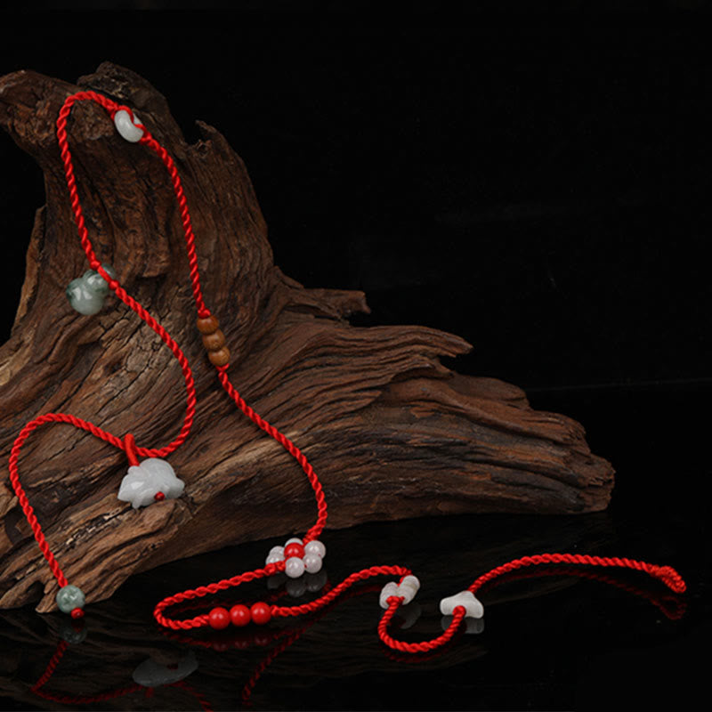 Buddha Stones Chinese Zodiac Peach Wood Blessing Red String Belly Chain - image 8