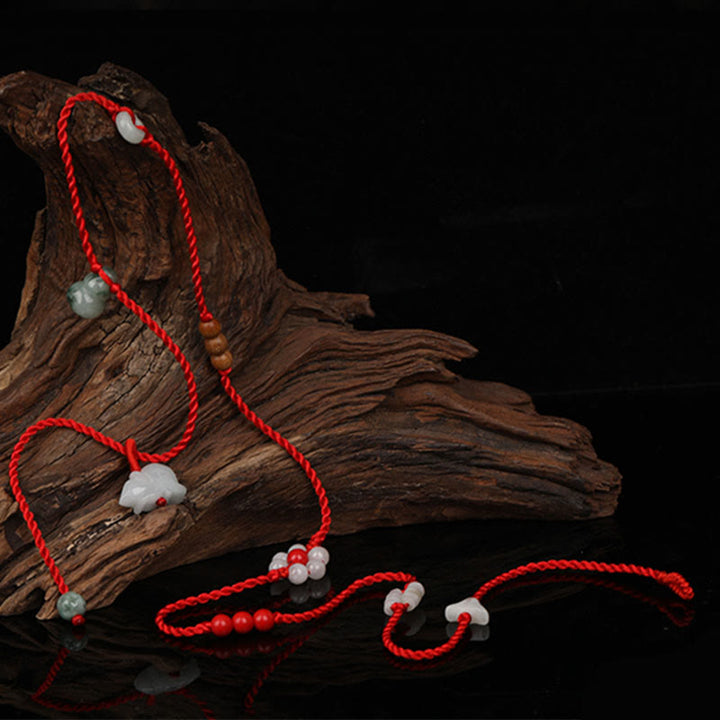 Buddha Stones Chinese Zodiac Peach Wood Blessing Red String Belly Chain - image 8