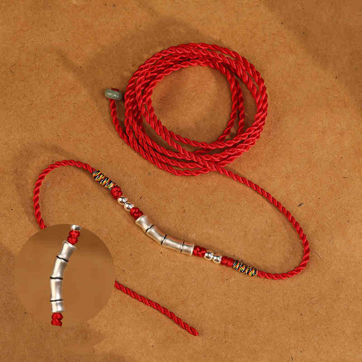 Buddha Stones 999 Sterling Silver Blessing Red String Belly Chain - Bamboo Shape - image 11