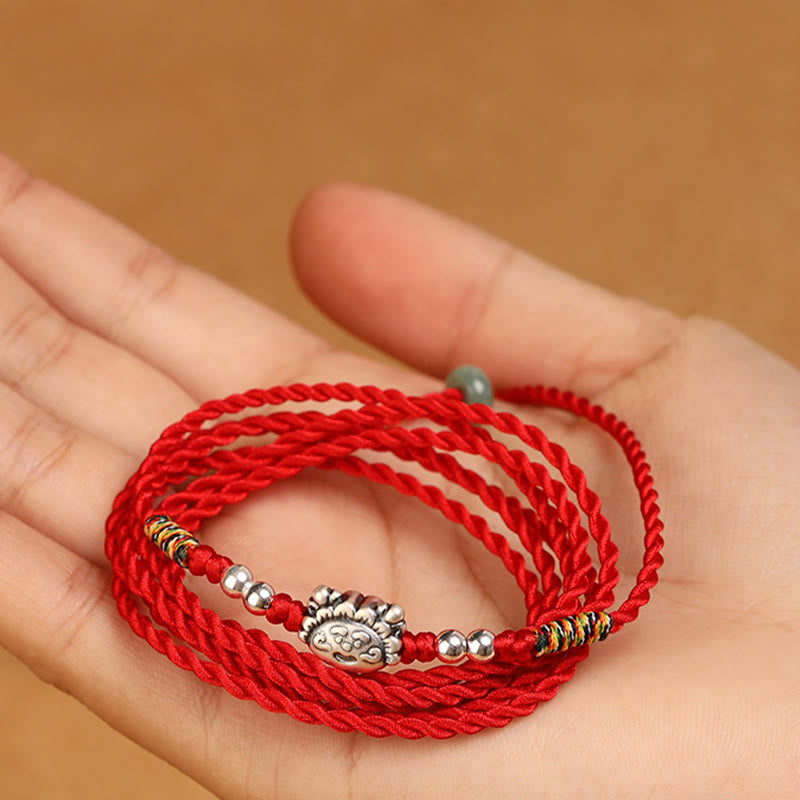 Buddha Stones 999 Sterling Silver Blessing Red String Belly Chain - image 4