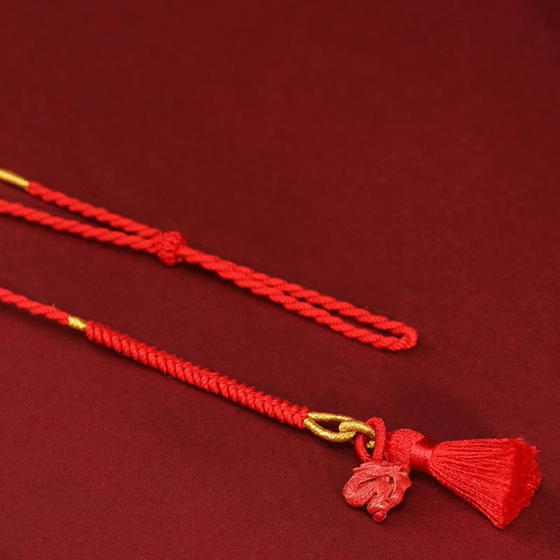 Buddha Stones Natural Cinnabar Dragon Blessing Red String Belly Chain - image 9