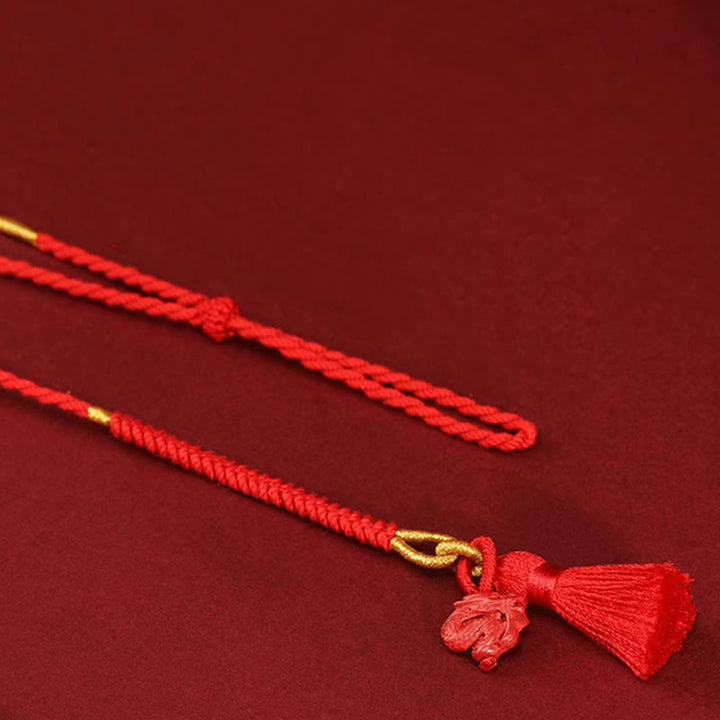 Buddha Stones Natural Cinnabar Dragon Blessing Red String Belly Chain - image 9