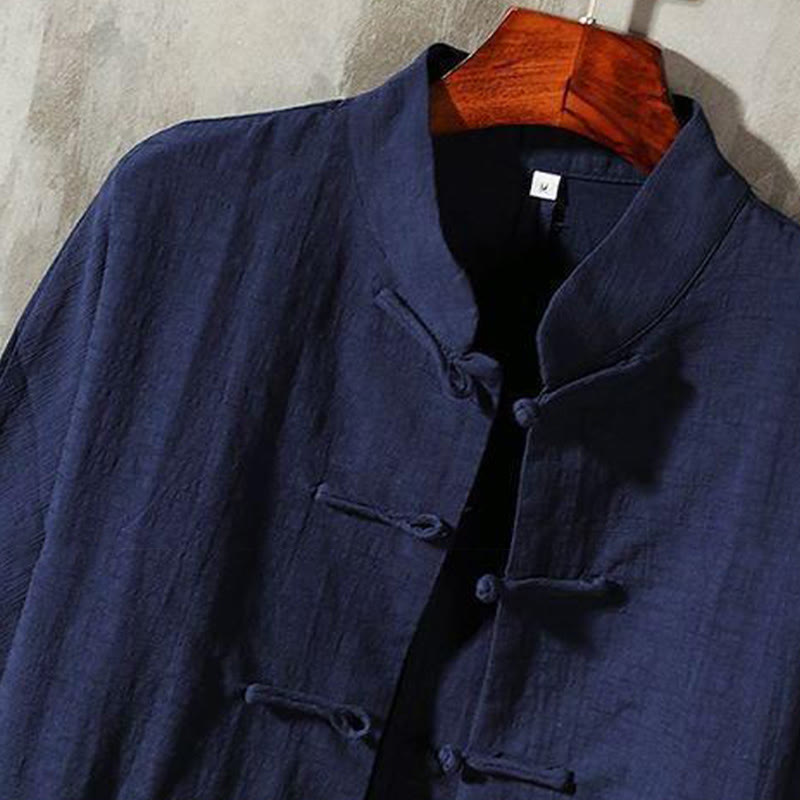 Buddha Stones Stand Collar Tang Suit Casual Shirt - image 14