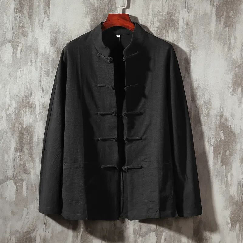 Buddha Stones Stand Collar Tang Suit Casual Shirt - Black - US/UK/AU44，EU54 (5XL) - image 8