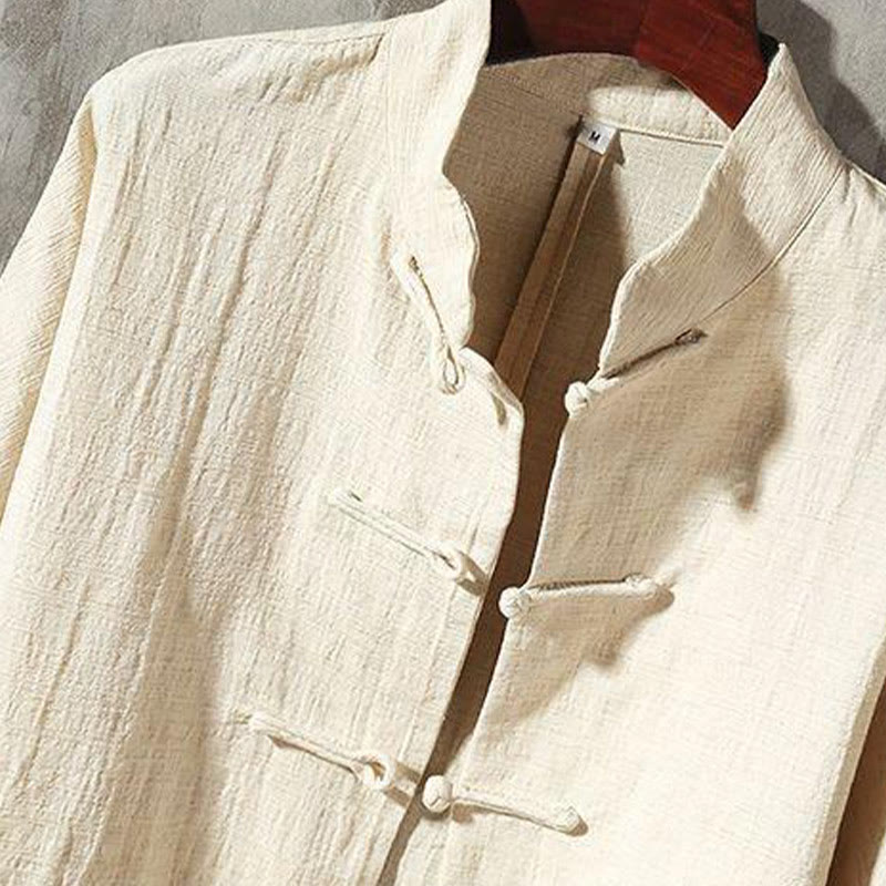 Buddha Stones Stand Collar Tang Suit Casual Shirt - image 1