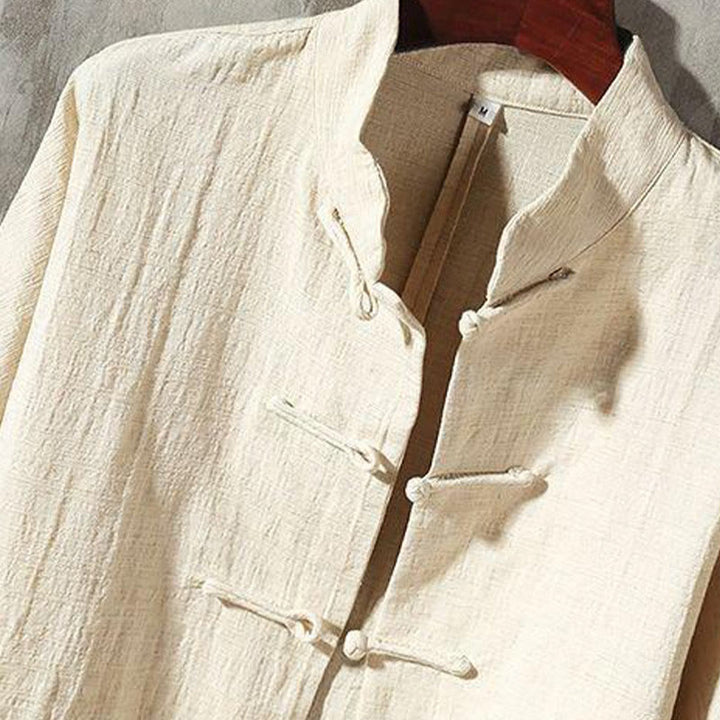Buddha Stones Stand Collar Tang Suit Casual Shirt - image 1