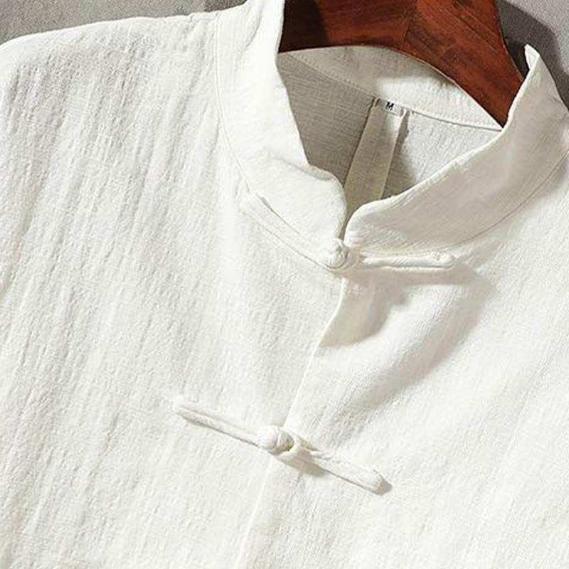Buddha Stones Stand Collar Tang Suit Casual Shirt - image 2