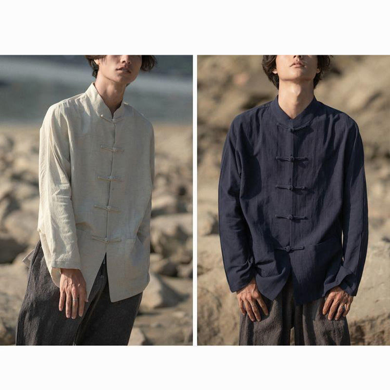 Buddha Stones Stand Collar Tang Suit Casual Shirt - image 16