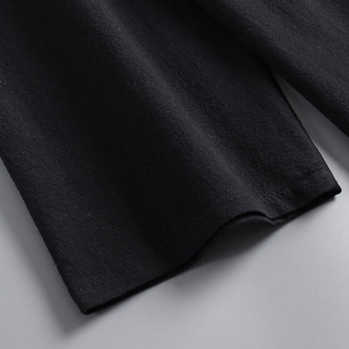 Buddha Stones Cross-Collars Cotton Tang Suit Hanfu Top Pants Clothing Men's Set - image 7