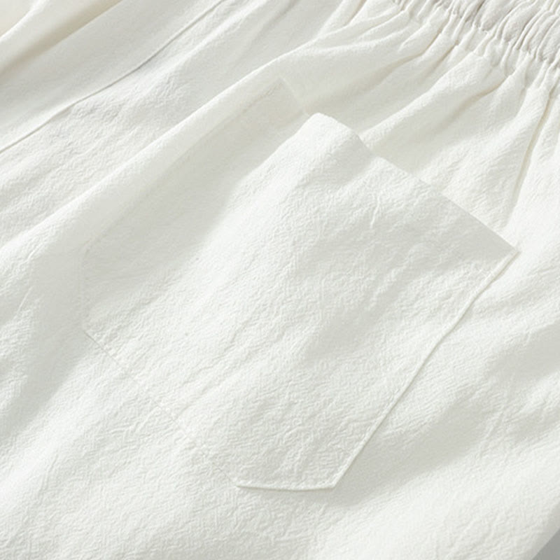 Buddha Stones Cross-Collars Cotton Tang Suit Hanfu Top Pants Clothing Men's Set - image 24