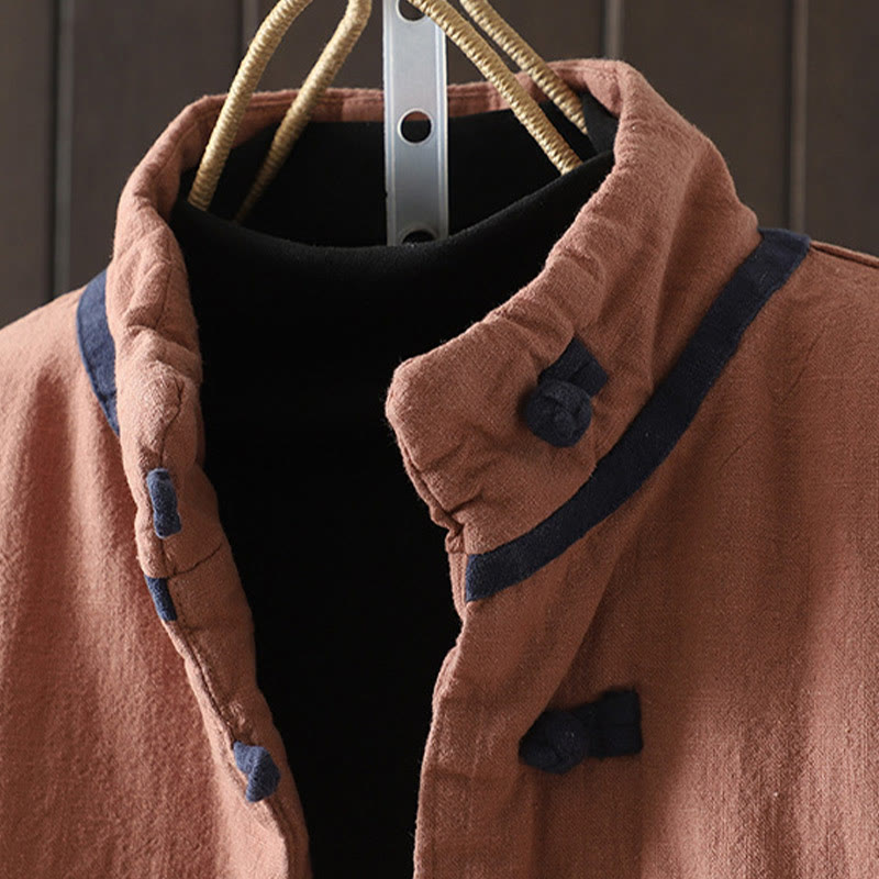 Buddha Stones Solid Color Casual Frog-button Turtleneck Cotton Linen Women's Jacket Shirts Clothing - image 13