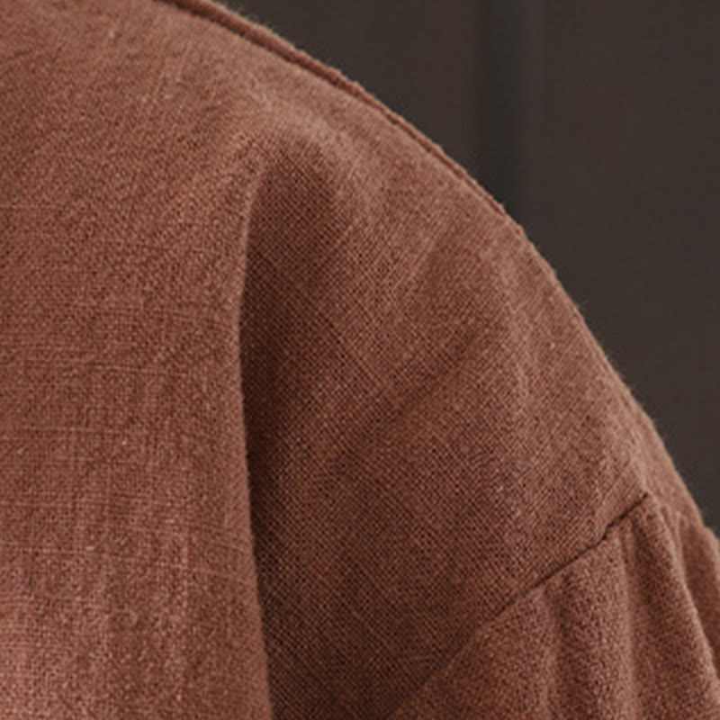 Buddha Stones Solid Color Casual Frog-button Turtleneck Cotton Linen Women's Jacket Shirts Clothing - image 14