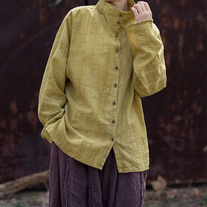 Buddha Stones Turtleneck Dyeing Ramie Cotton Chinese Style Cardigan Clothing - image 5