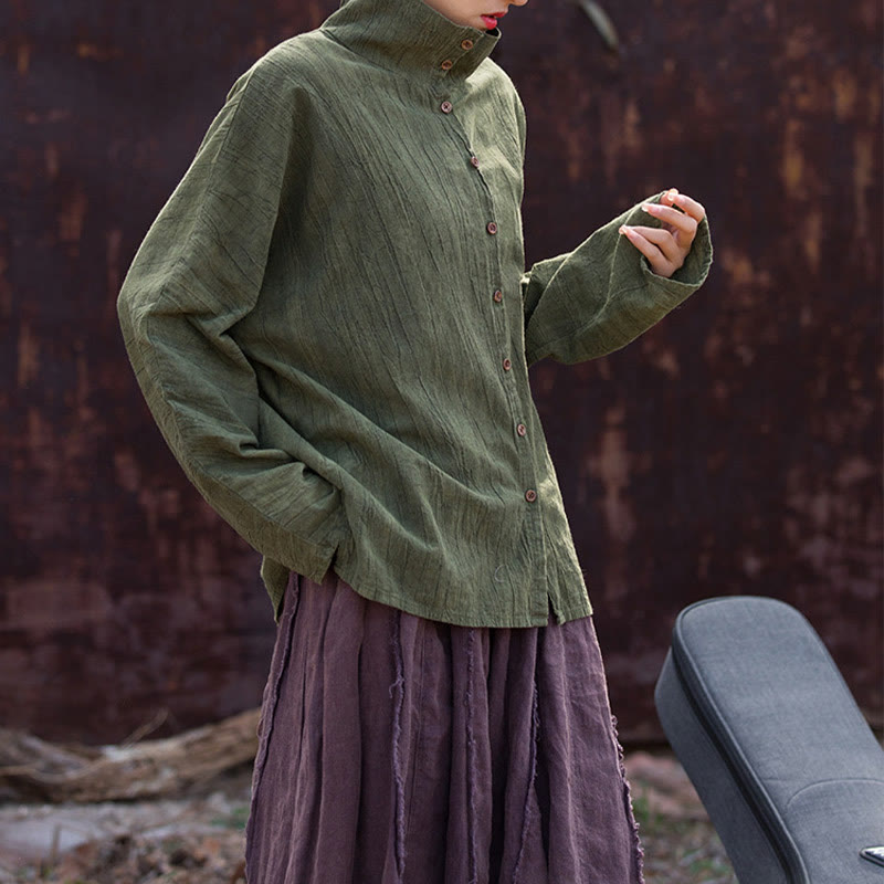Buddha Stones Turtleneck Dyeing Ramie Cotton Chinese Style Cardigan Clothing - image 16
