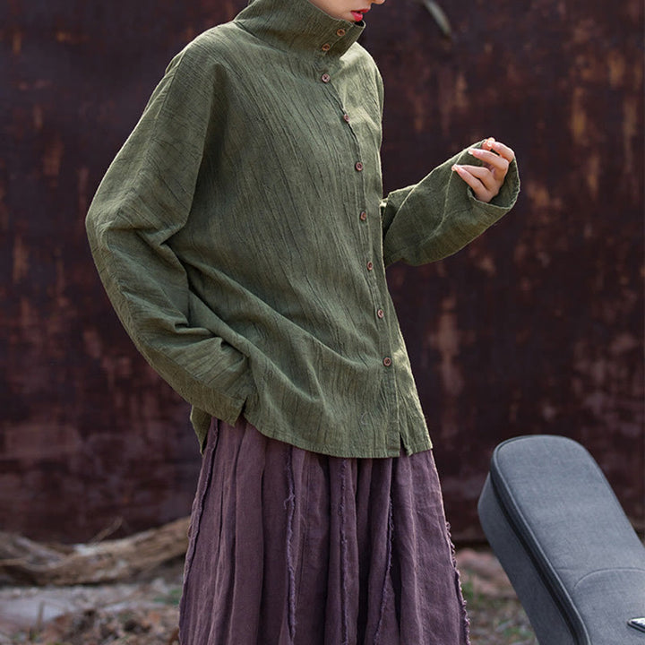 Buddha Stones Turtleneck Dyeing Ramie Cotton Chinese Style Cardigan Clothing - image 16