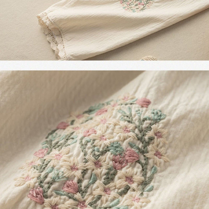 Buddha Stones Casual Lace Trim Embroidered Cotton Harem Pants With Pockets - image 10