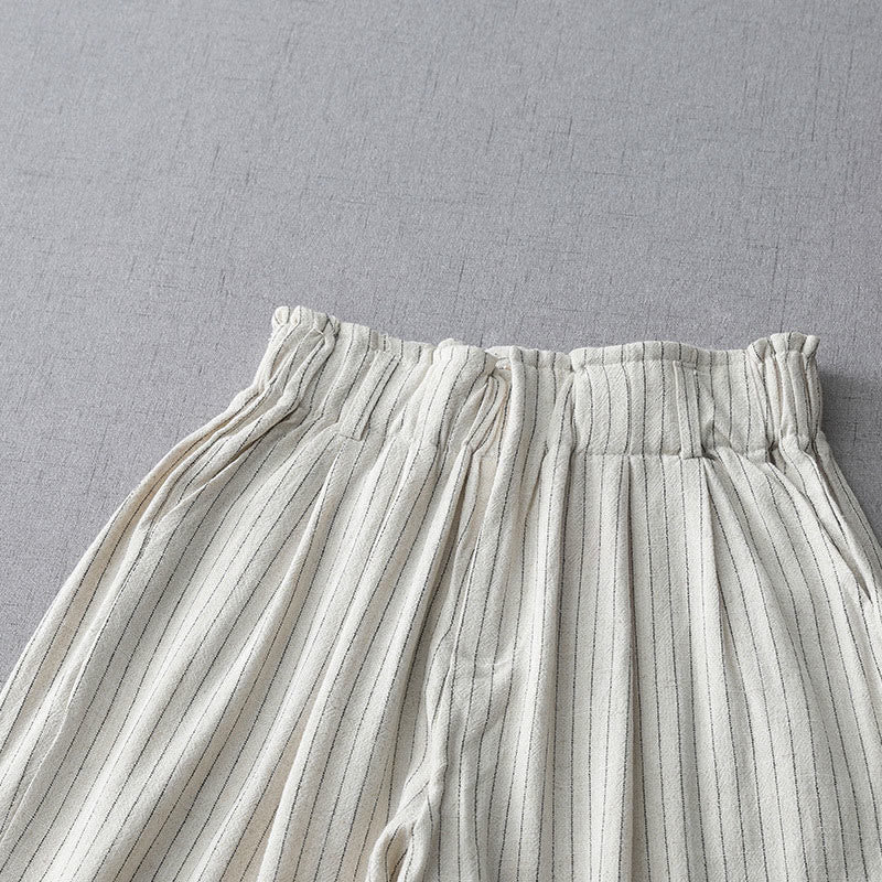 Buddha Stones Vertical Striped High Waist Wide Leg Pants With Pockets - image 3