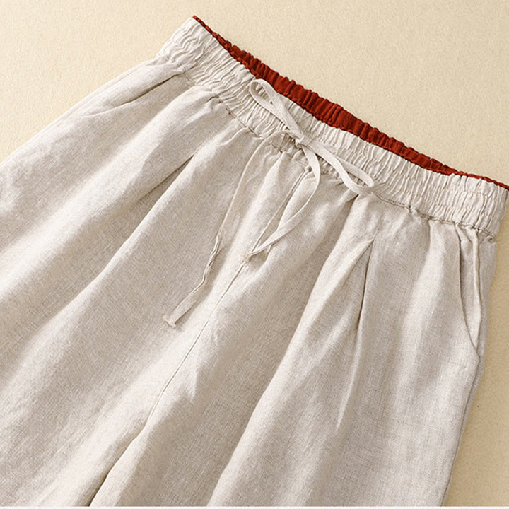 Buddha Stones Vintage High Waist Lace-up Cotton Linen Harem Pants With Pockets - image 26