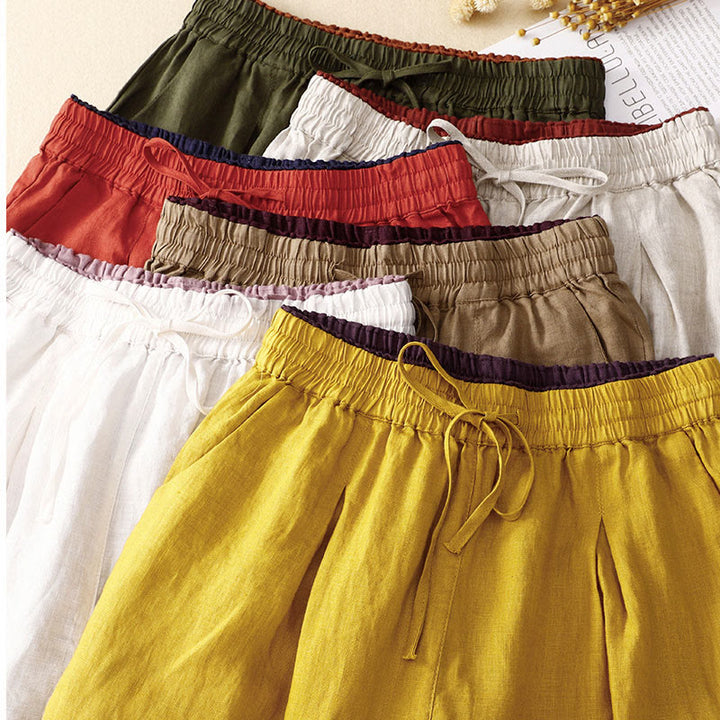 Buddha Stones Vintage High Waist Lace-up Cotton Linen Harem Pants With Pockets - image 41