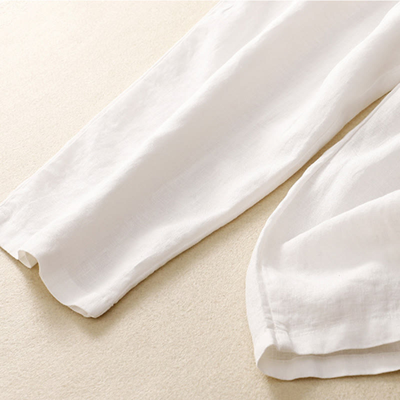 Buddha Stones Vintage High Waist Lace-up Cotton Linen Harem Pants With Pockets - image 24