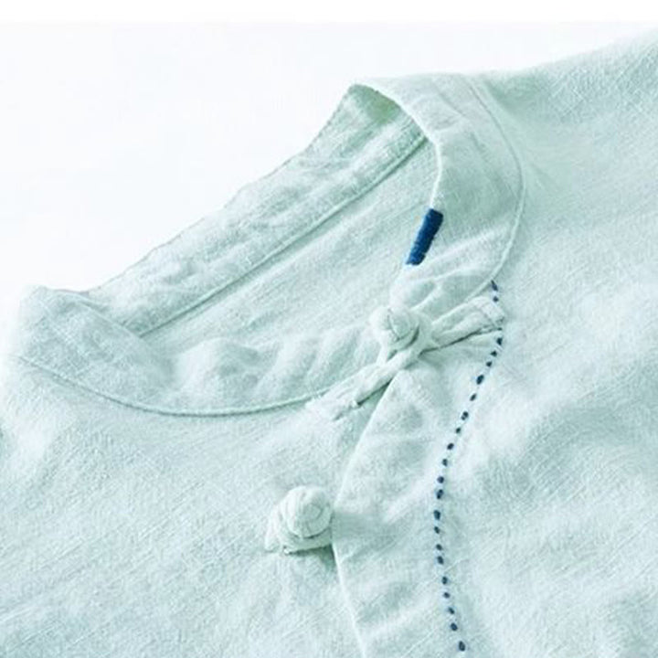Buddha Stones Oblique Collar Knot button Cotton Loose Linen Clothing - image 5