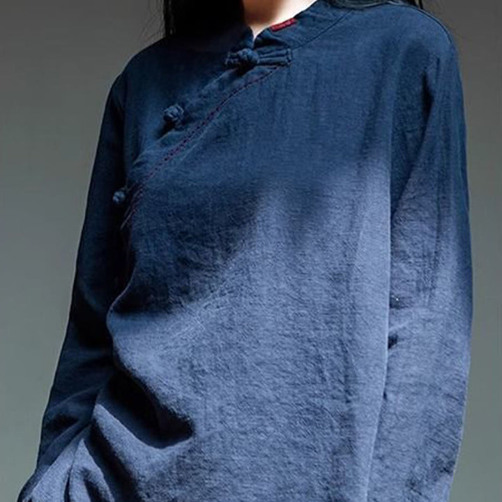 Buddha Stones Oblique Collar Knot button Cotton Loose Linen Clothing - image 19